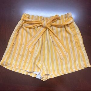 Forever 21 Mustard Striped High Waist Shorts